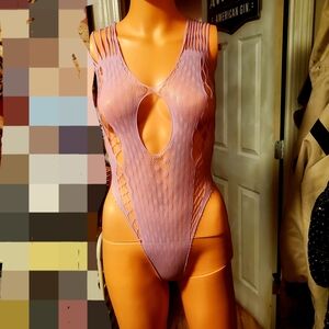Lavender Mesh Cutout Bodysuit